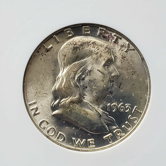 1963 D Franklin 50c ANACS MS64 FBL Full Bell Line DDO Double Die Variety NICE