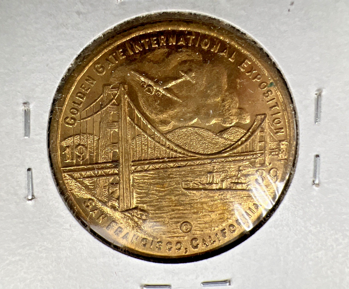 1939 Golden Gate International Exposition Medal AU About UNC