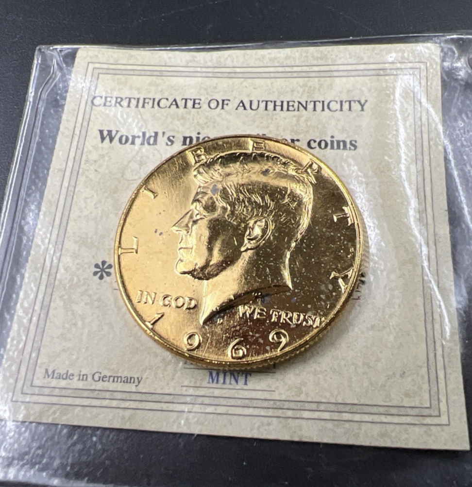Plated 1969 D 40% Silver Kennedy Half Dollar Coin