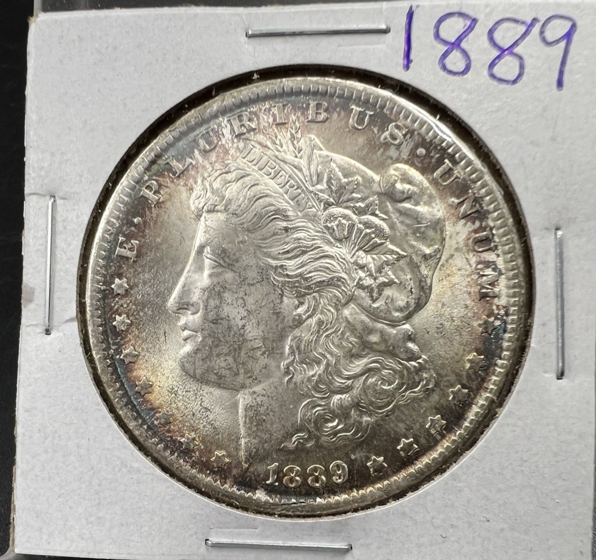 1889 P $1 Morgan Silver Dollar Coin CH BU Unc Neat Toning Toner