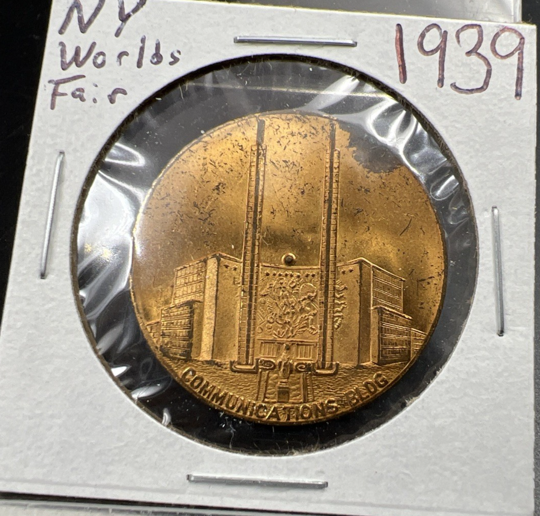 1939 New York World's Fair Communications Building Medal UNC Some Toning
