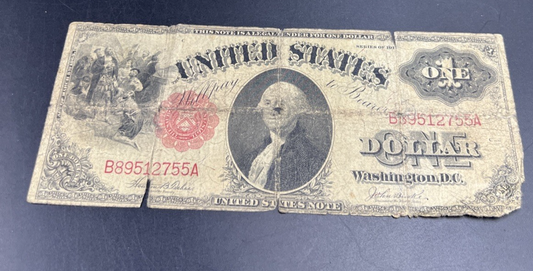 1917 $1 United States Note Sawhorse Ugly Damage Cull circ Fr 36 Teehee Burke