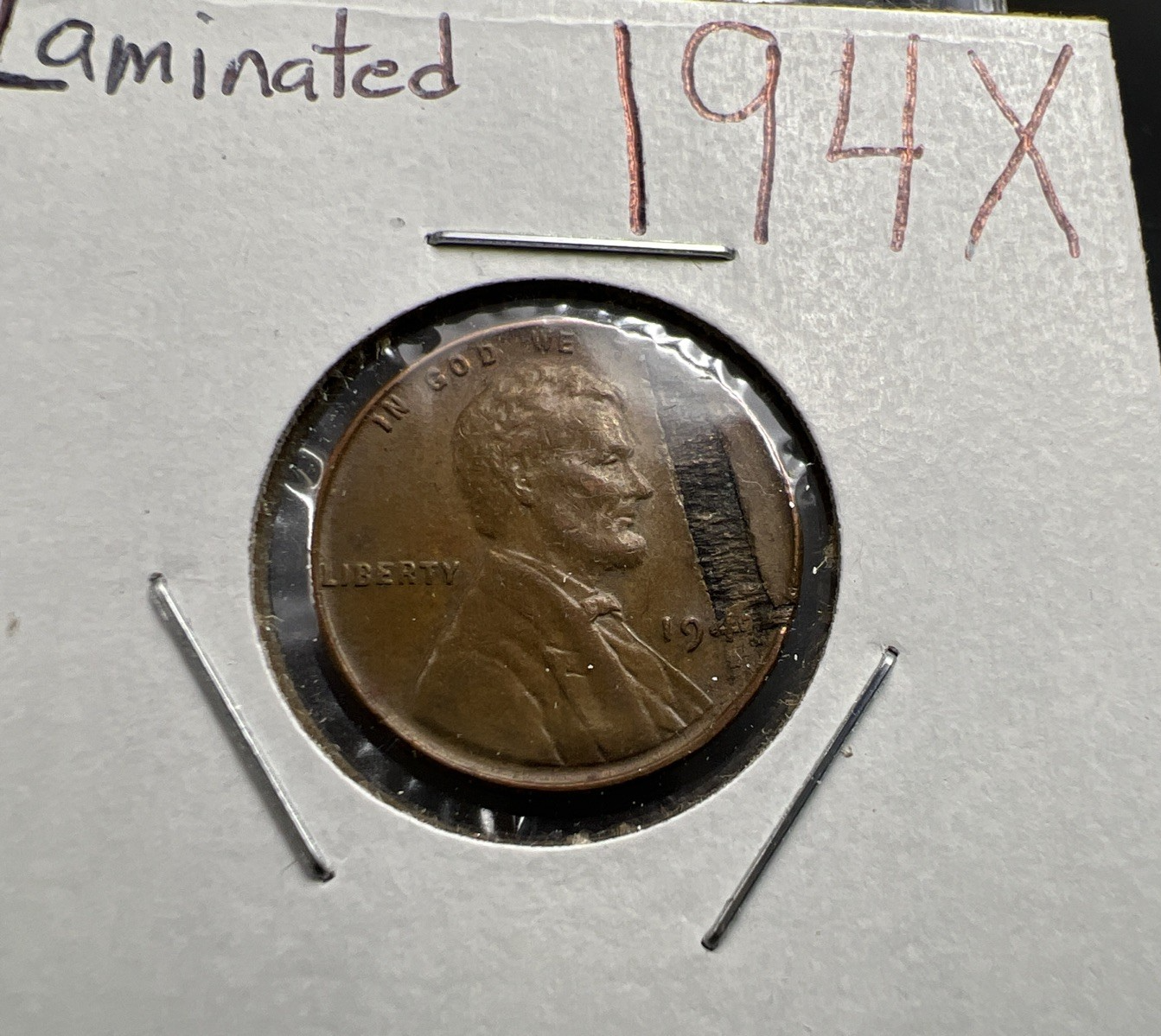 194x 1C Lincoln Wheat Cent Major Planchet Lamination Error VF Circ