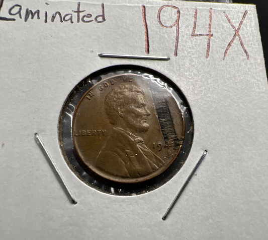 194x 1C Lincoln Wheat Cent Major Planchet Lamination Error VF Circ