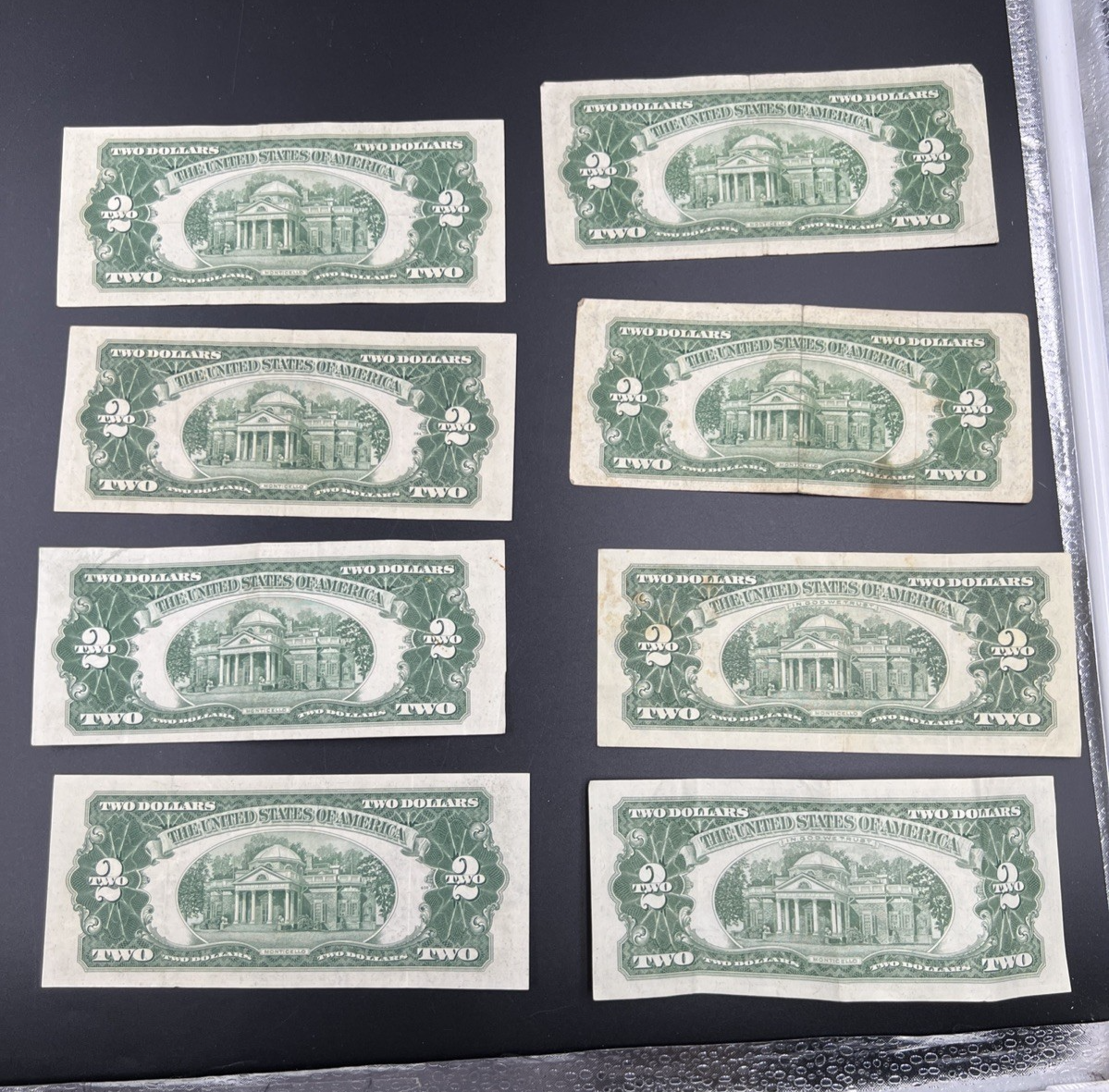 Lot of 8 1963 1953 $2 USN Red Seal Notes VG Fine Circ Red Seal Bills #685