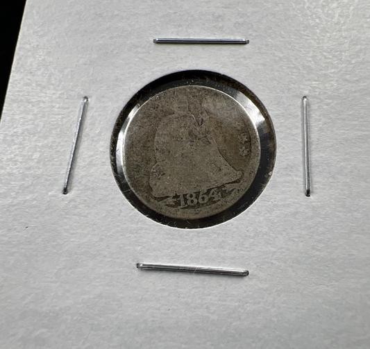 1854 with Arrows 10c Seated Liberty Silver Dime AG About Good Circ