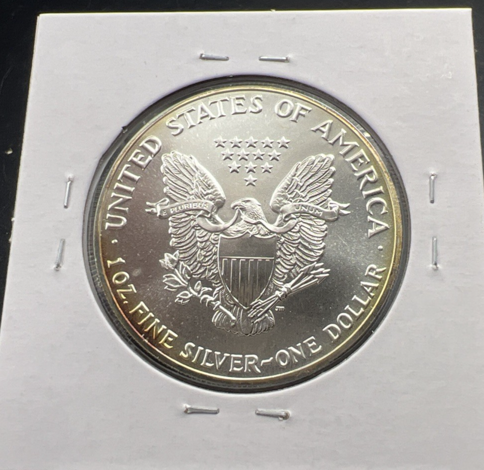 1989 1 Oz ASE American Silver Eagle Coin Gem BU Neat Toning Toner Obverse #26b
