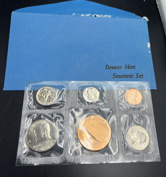 1987 D Uncirculated U.S. Mint Denver Souvenir Set with used envelope #a