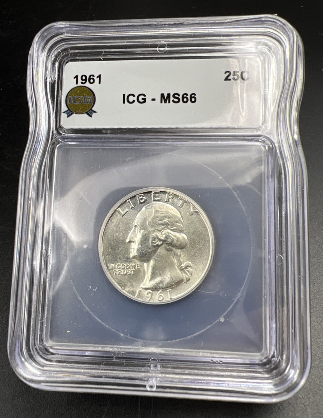 1961 P 25c Washington Silver Quarter Coin ICG MS66