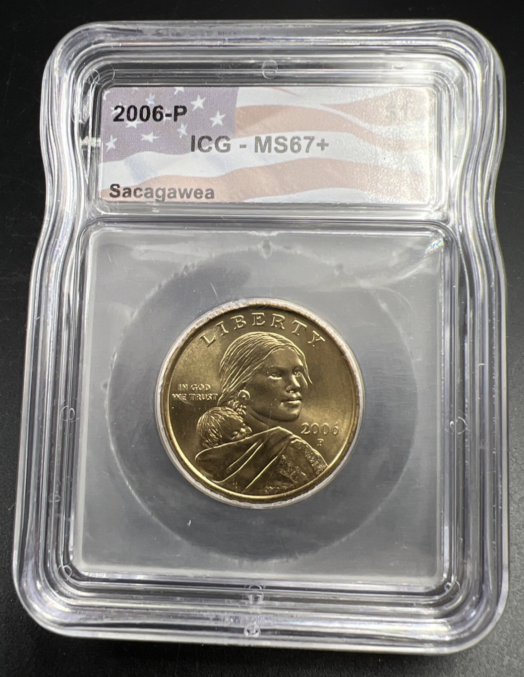 2006 P $1 Sacagawea Brass Dollar Coin ICG MS67 + Plus graded