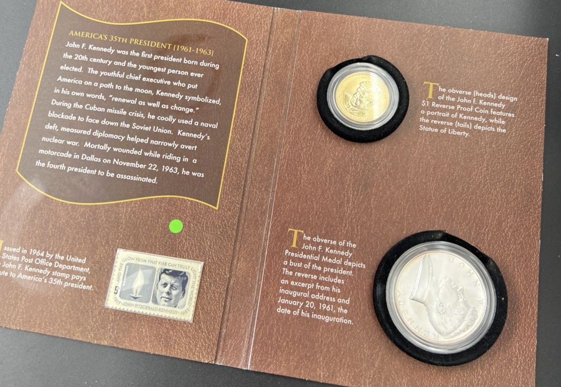 2015 John F Kennedy Coin & Chronicles Dollar & Silver Medal Set No Box