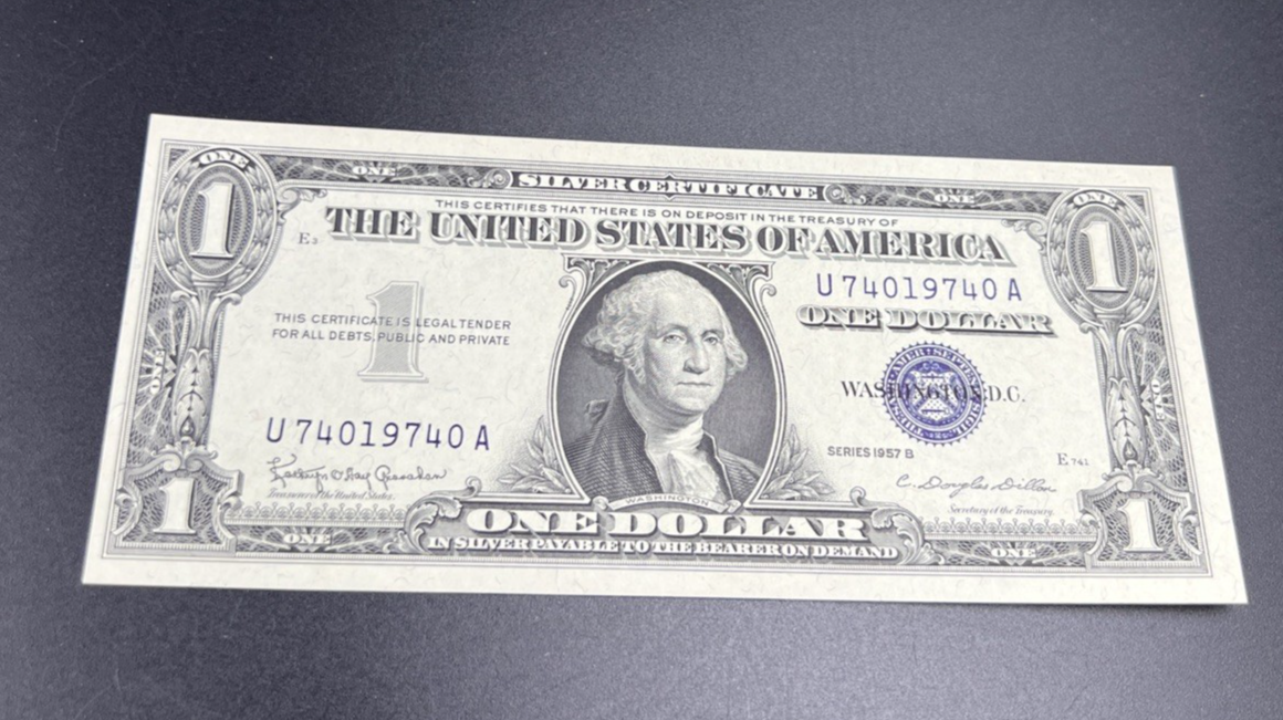 1957 B $1 One Dollar Blue Seal Silver Certificate UNC Unc #40