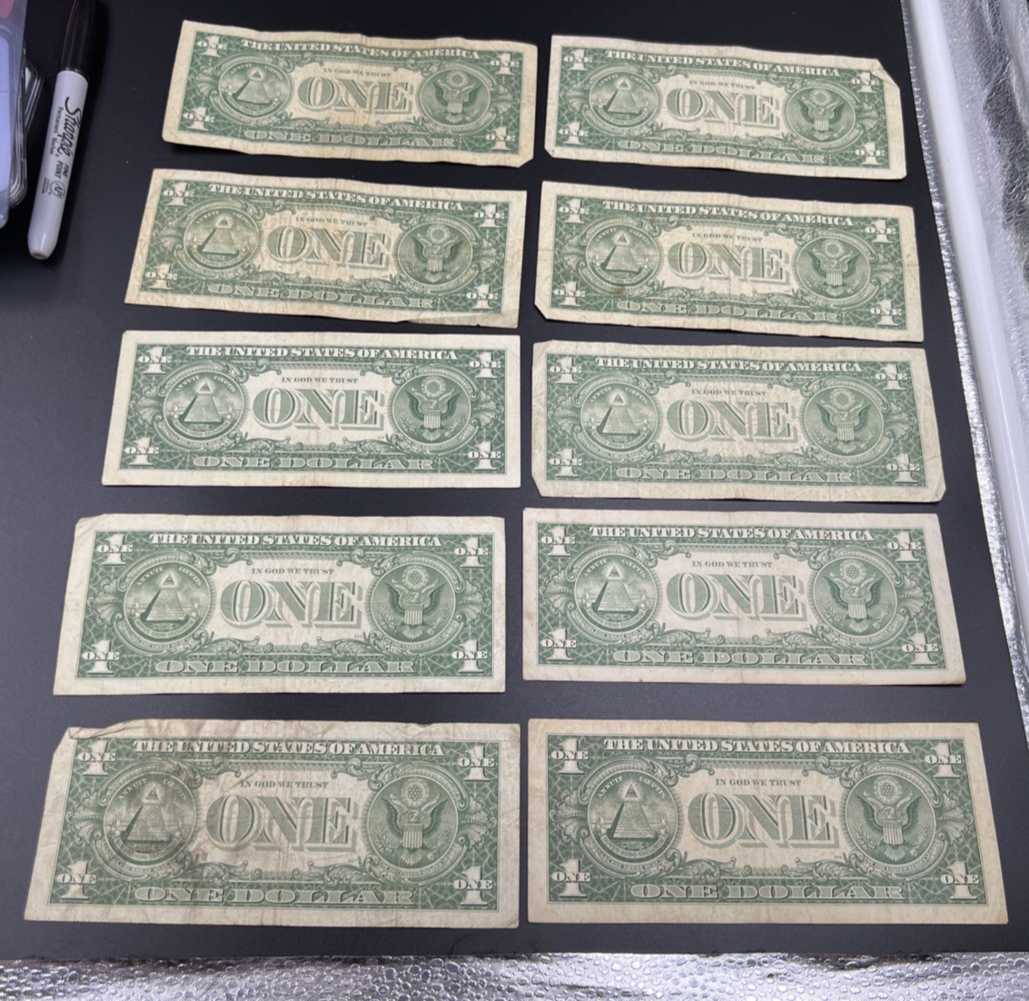 Lot of 10 1957 $1 Dollar Silver Certificate Blue Seal Notes VG+ Circ #76