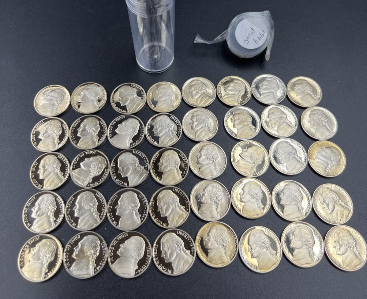 1994 S 5c Proof Jefferson Nickel 40 Coin Roll Choice Proof