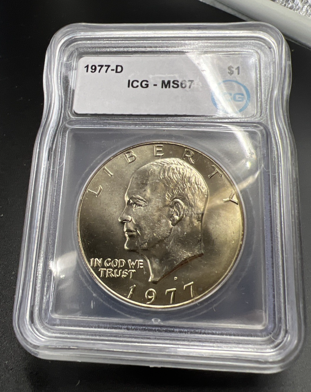 1977 D $1 Ike Eisenhower Clad Copper Nickel Dollar Coin ICG MS67 #26