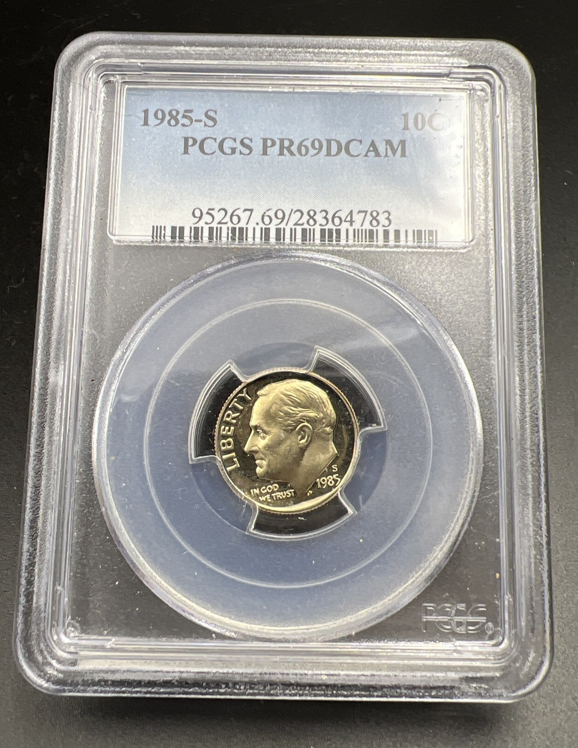 1985 S 10c Roosevelt Copper Nickel Proof Dime Coin PR69 DCAM #783 PCGS