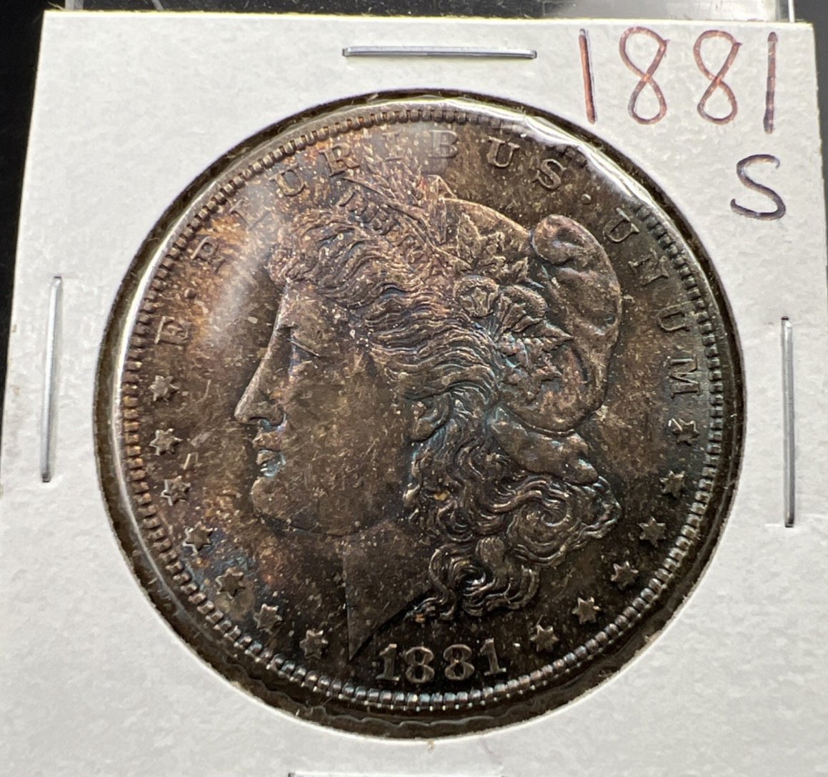1881 S $1 Morgan Silver Dollar Coin CH BU Unc PQ Toning Toner