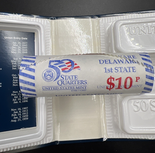 US Mint Certified 1999 P 25c Delaware State Statehood Quarter Roll BU UNC