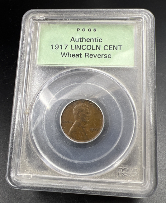 1917 1c Lincoln Wheat Cent PCGS OGH Wheat Reverse Authentic Holder