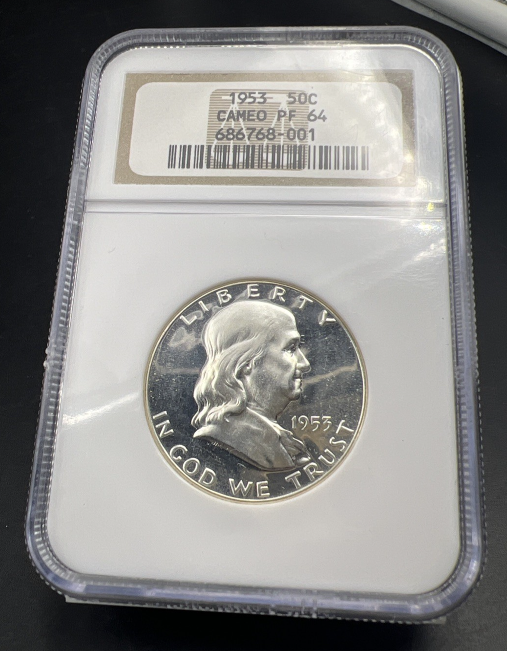 1953 P 50c Franklin Silver Half Dollar Coin NGC PF64 Cameo #001