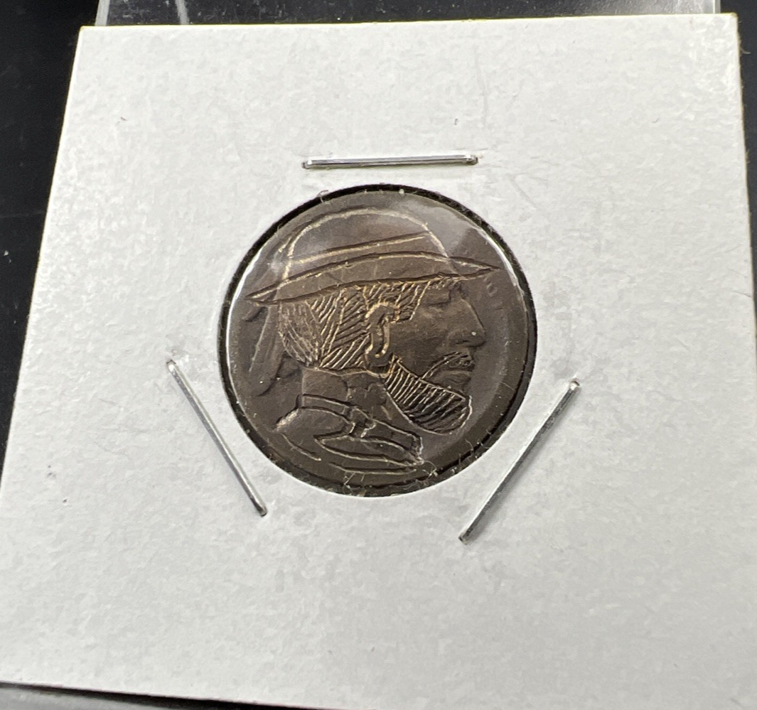 Hobo Buffalo Nickel Coin Modern Carving SKU#O