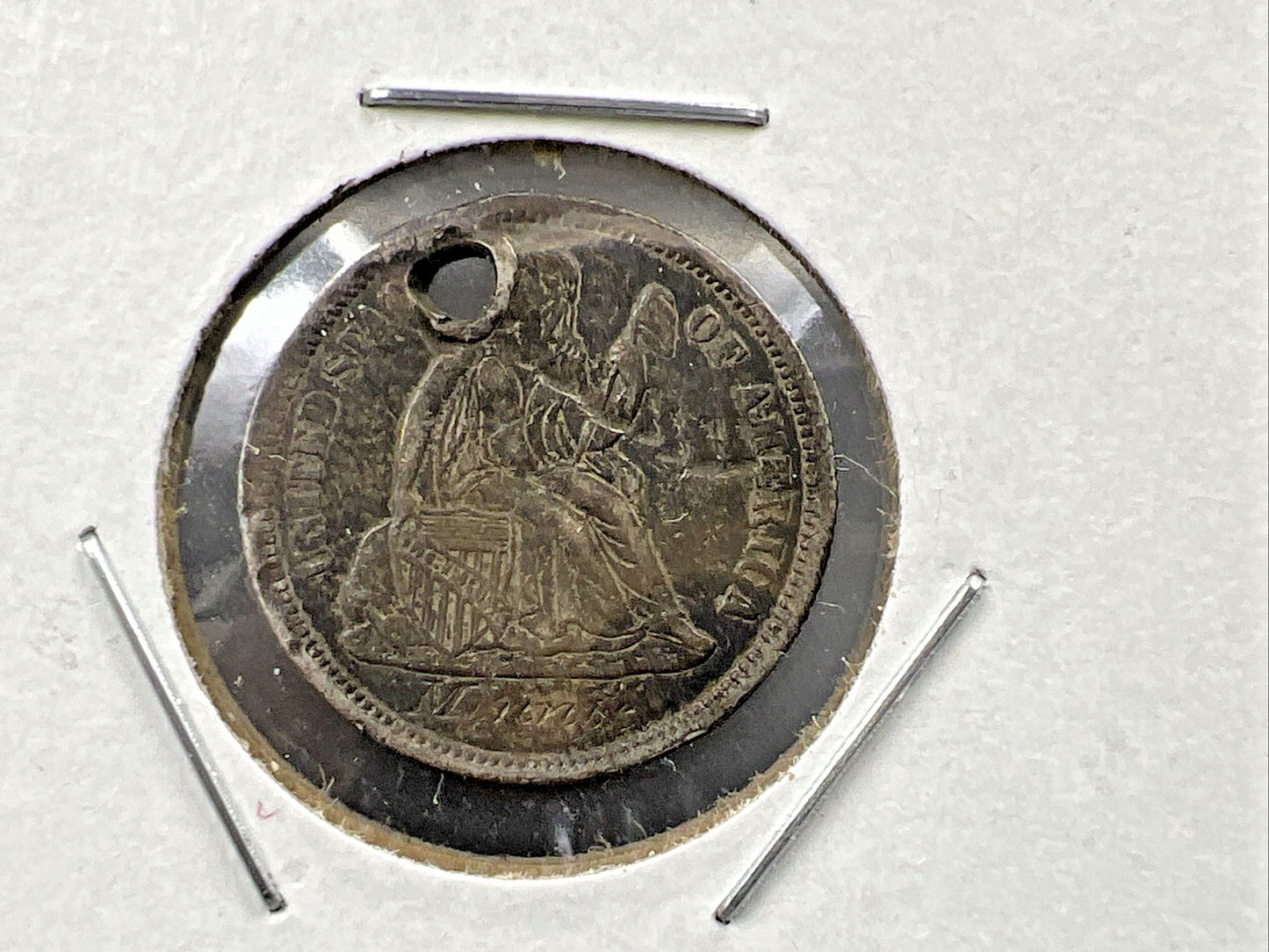 10c Seated Liberty Dime VF Details Graffiti "Minnie" Engraved