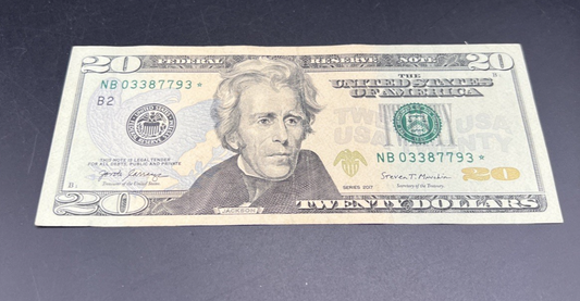 2017 Star * $20 FRN Federal Reserve Note VF Very Fine Circ #793