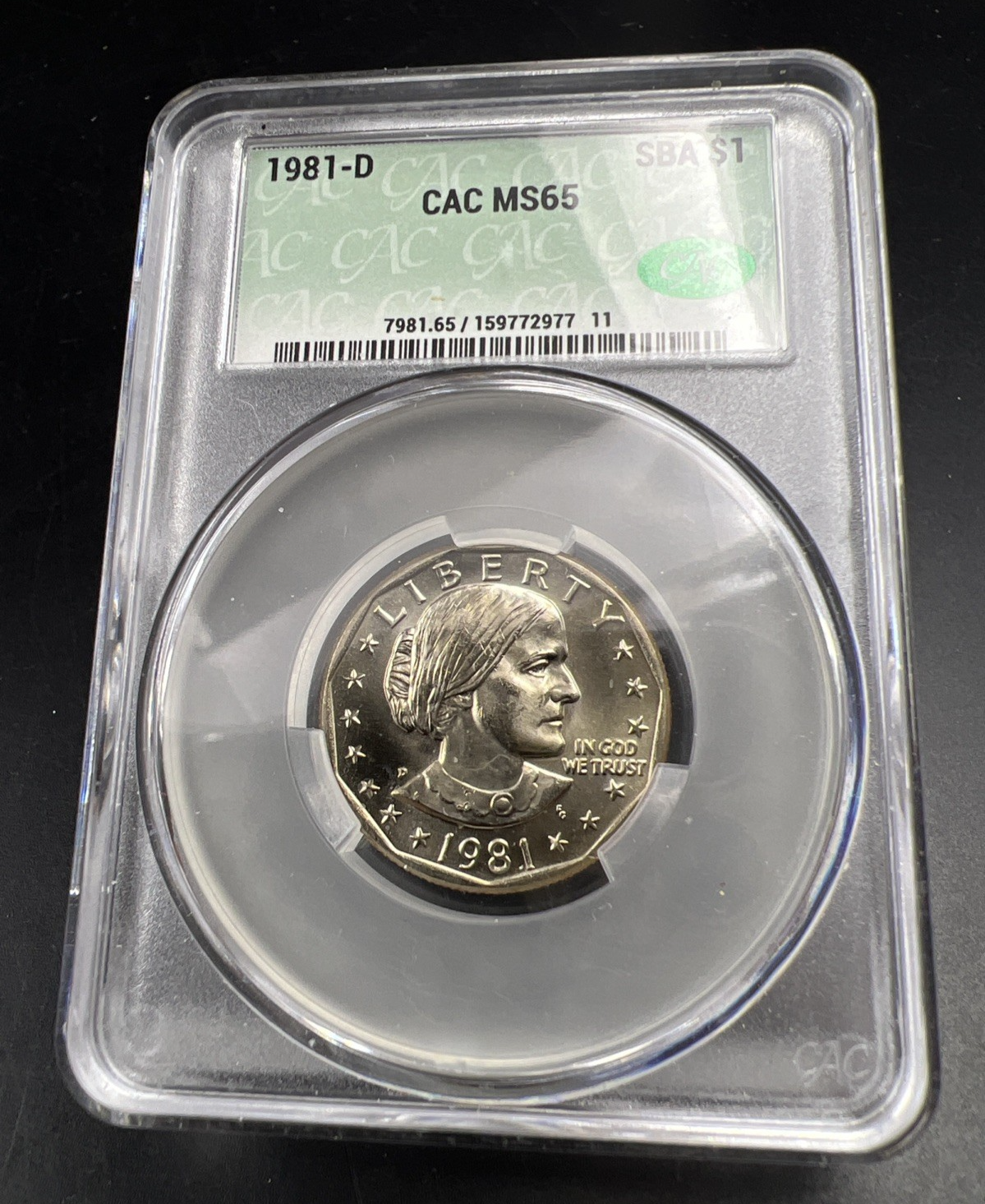1981 D $1 SBA Susan B Anthony Dollar Coin CAC MS65 Gem BU #11