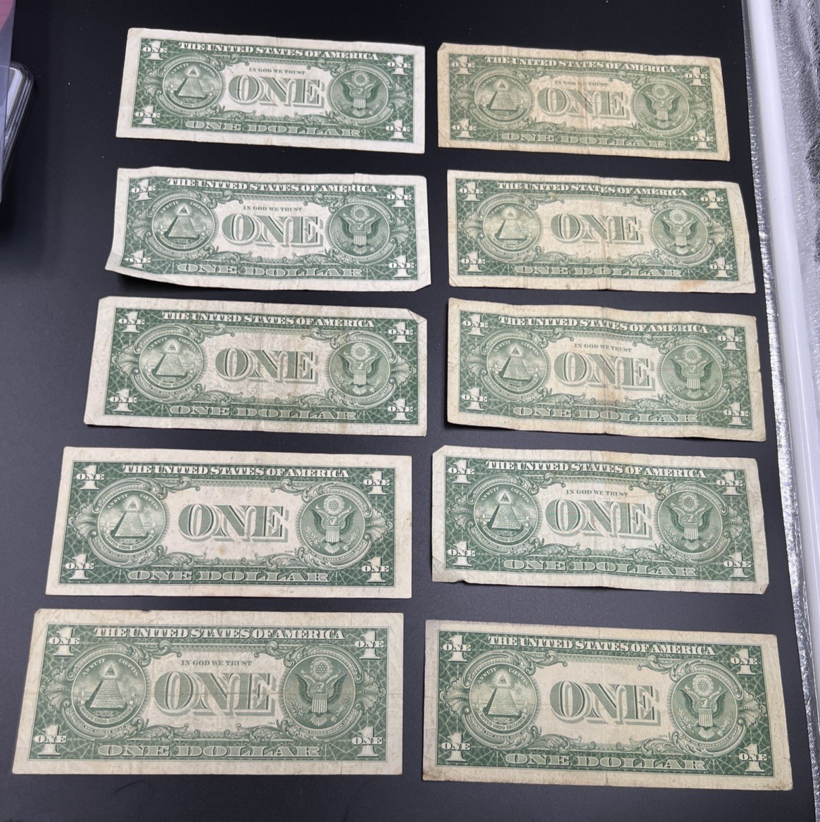 Lot of 10 1957 1935 $1 Dollar Silver Certificate Blue Seal Notes VG Circ #44