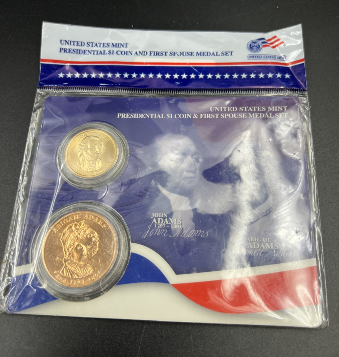 2007 John & Abigail Adams First Spouse $1 Presidential Coin & Medal Set OGP