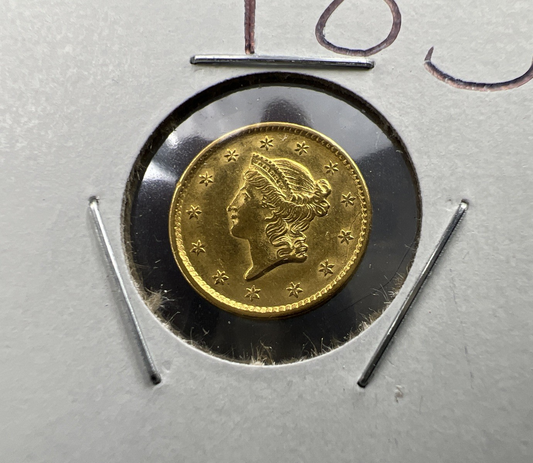1851 Liberty Head Type I Gold Dollar $1 Choice AU About UNC