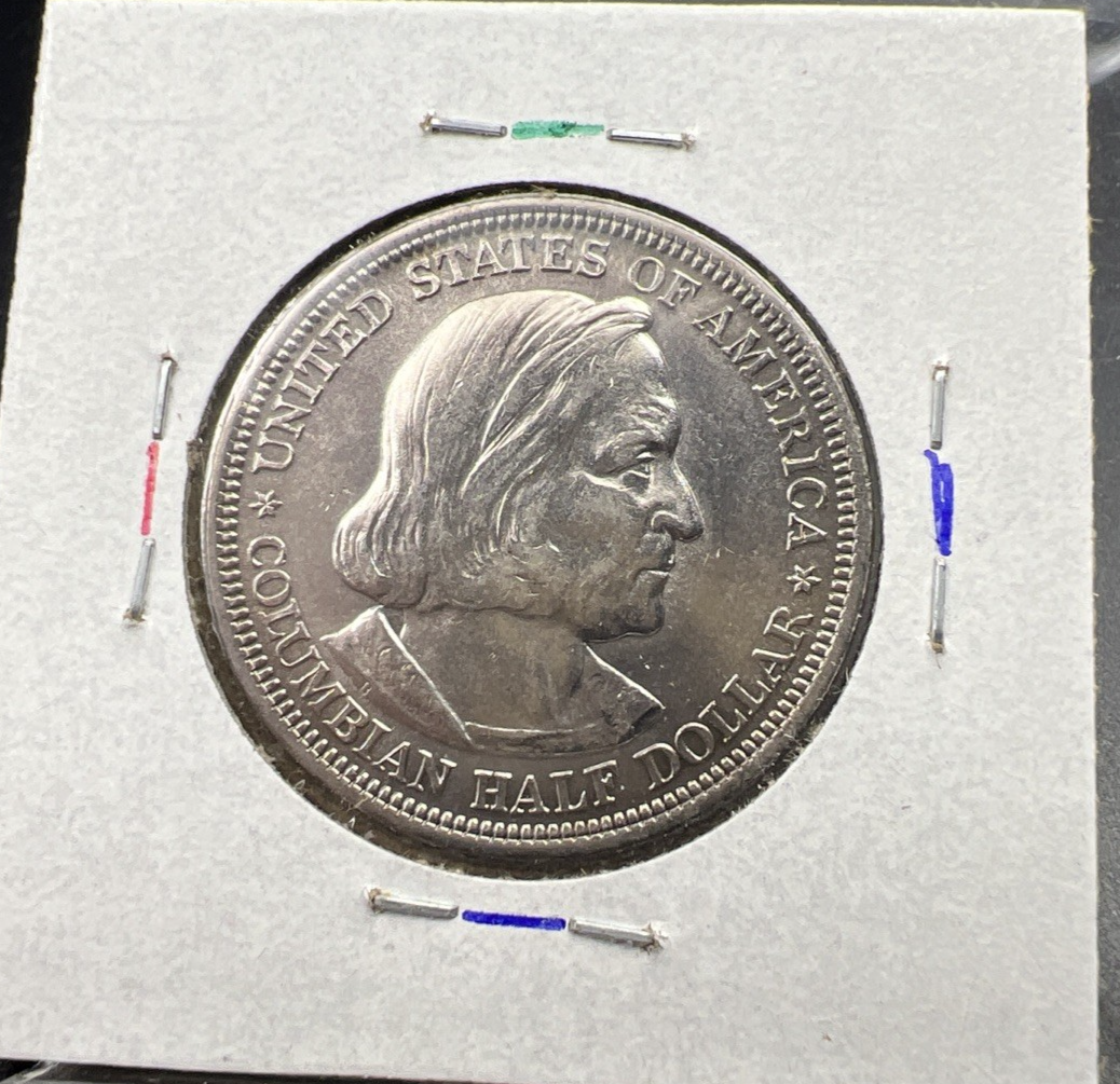 1893 50c Columbian Silver Half Dollar Coin AU About UNC