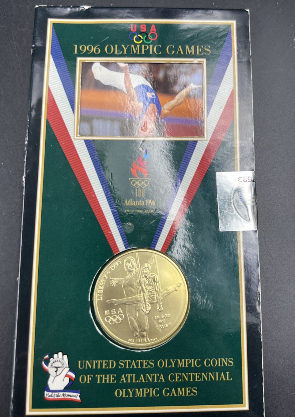 1995 Atlanta Olympics Gymnast Silver Dollar Coin in US Mint Olympic Pack