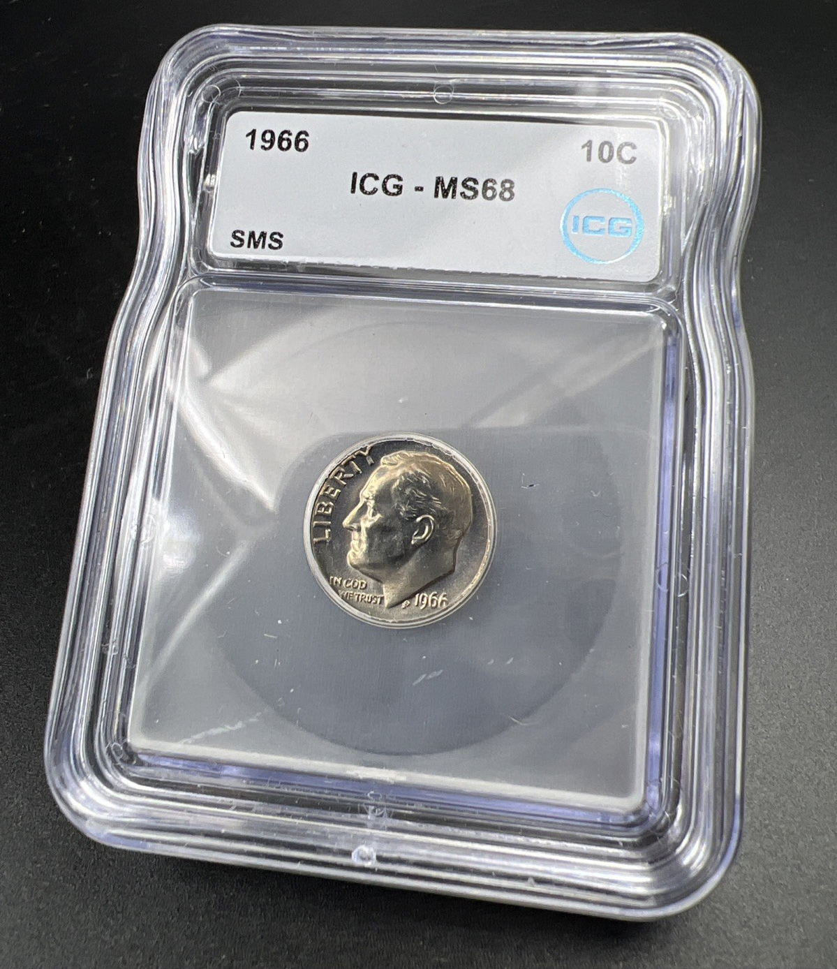 1966 10c SMS Roosevelt Copper Nickel Dime Coin MS68 ICG