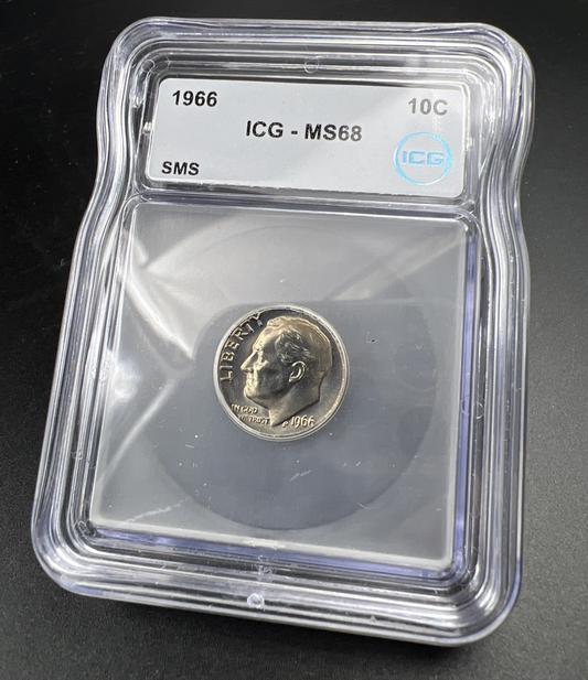1966 10c SMS Roosevelt Copper Nickel Dime Coin MS68 ICG