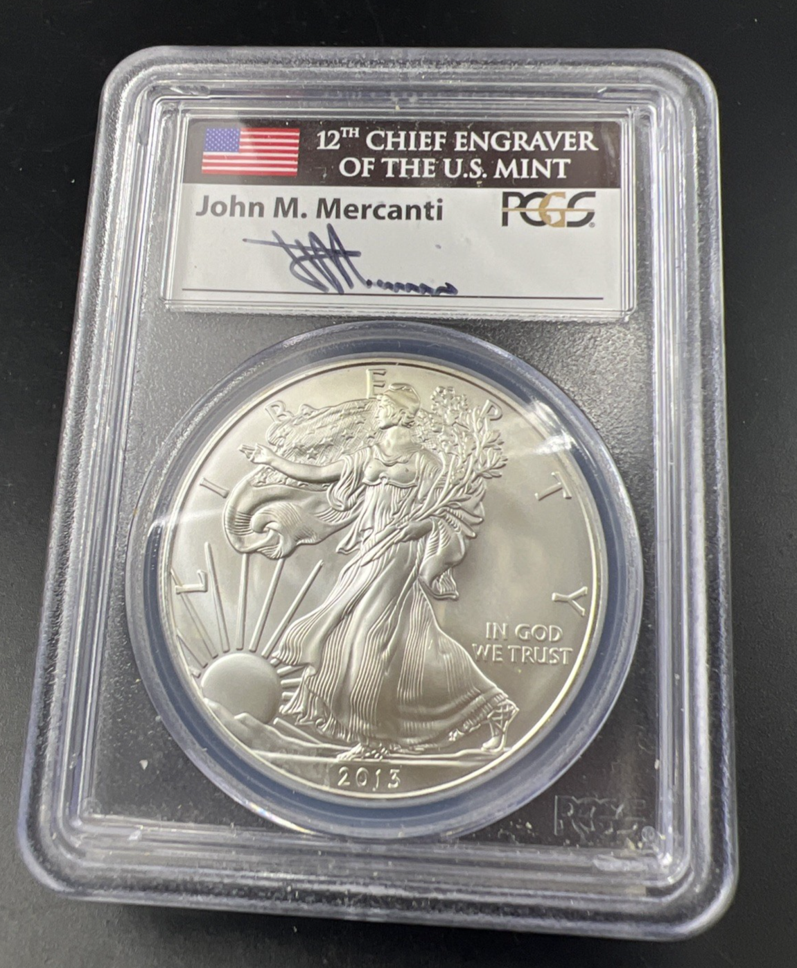 2013 1 Oz American Silver Eagle Coin PCGS MS69 Mercanti Signature Label #241