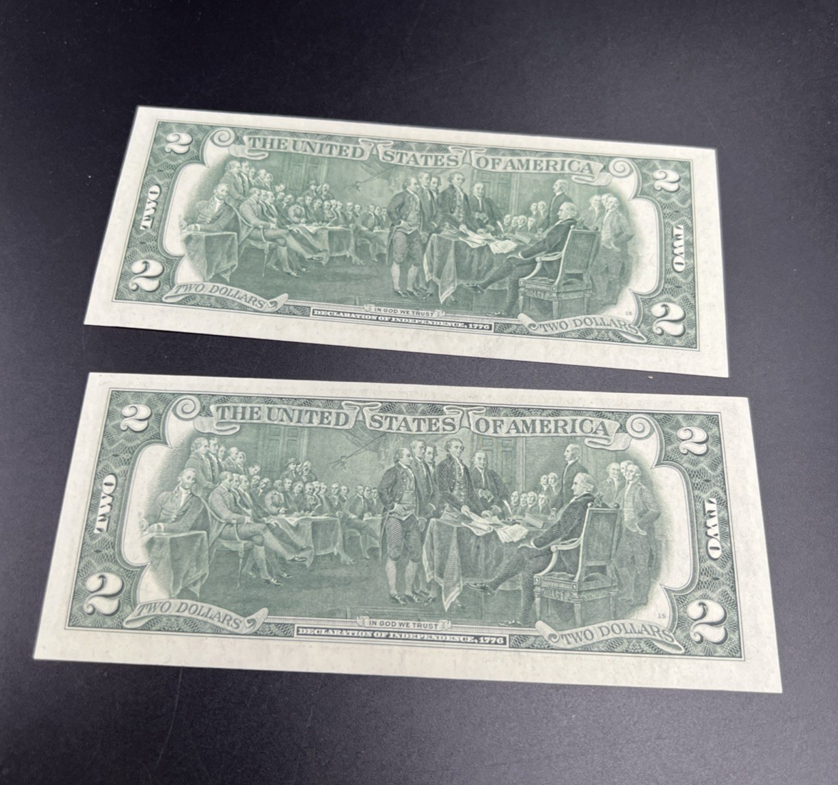 Lot of 2 1976 $2 Two Dollar Bicentennial FRN Federal Reserve Notes CH AU #50