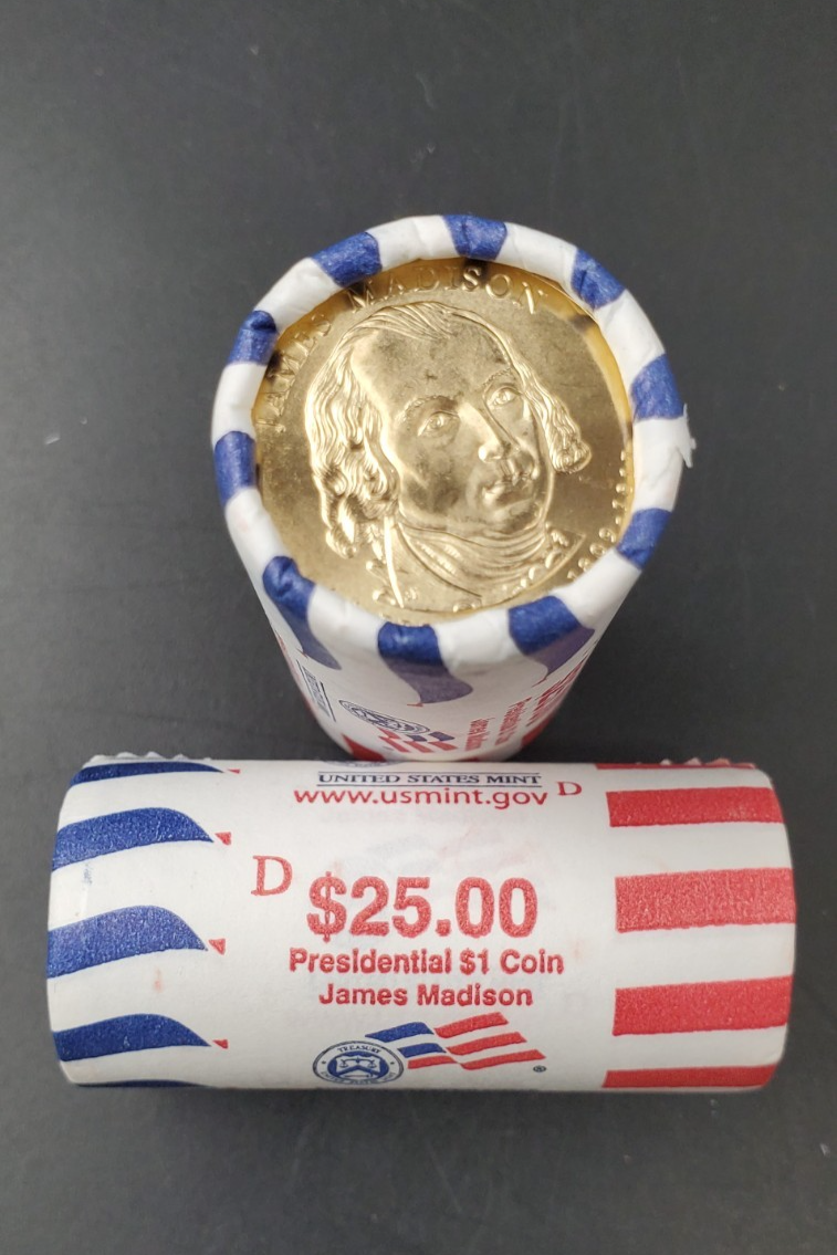 2007 D James Madison Presidential Dollar US Mint BU Roll 25 Coins Uncirculated