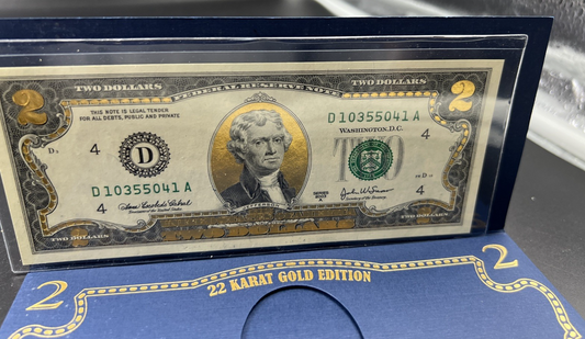 2003 $2 FRN Two Dollar Bill Federal Reserve Note Enhanced Golden CH UNC #041
