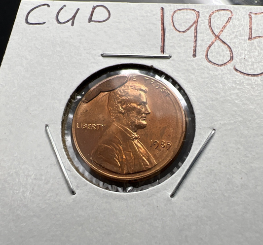 1985 P 1c Lincoln Memorial 1c Penny Coin Major Die Cud Error CH/Gem BU UNC sku#1