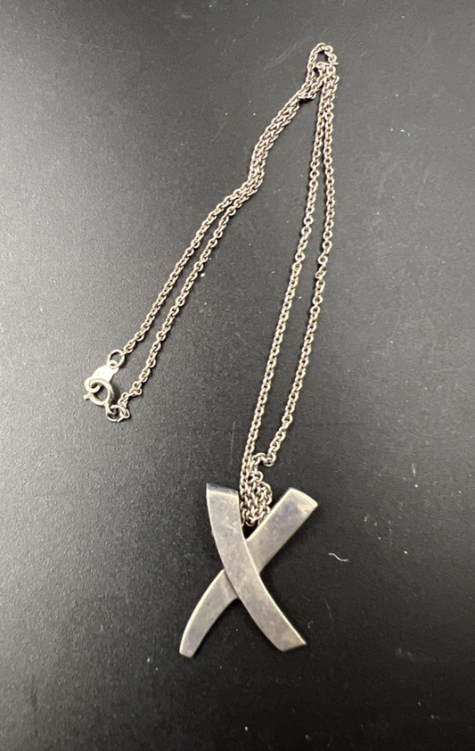 Tiffany & Co. Necklace Paloma Picasso X Kiss Graffiti Necklace Silver 16" USED