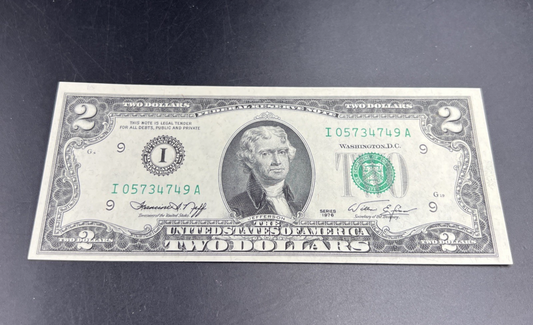 1976 $2 Two Dollar FRN Federal Reserve Note District I Uncirculated #749