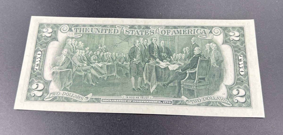 1976 $2 Two Dollar Bicentennial Bill Brookyln NY Postmarked (no Stamp) UNC #223