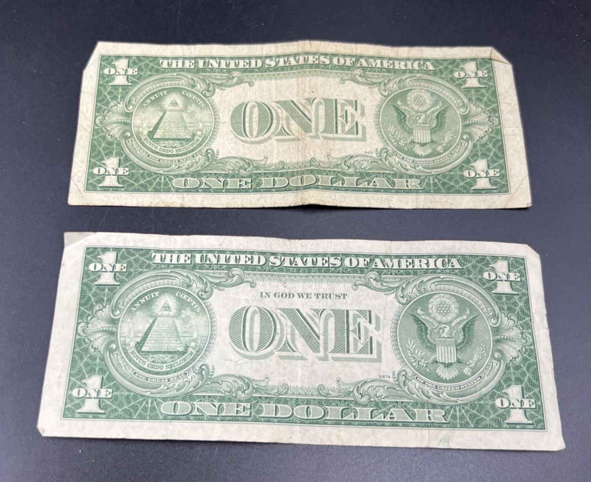 Lot of 2 1935 F H * Star US Silver Certificate One Dollar Bills VG / Fine #14
