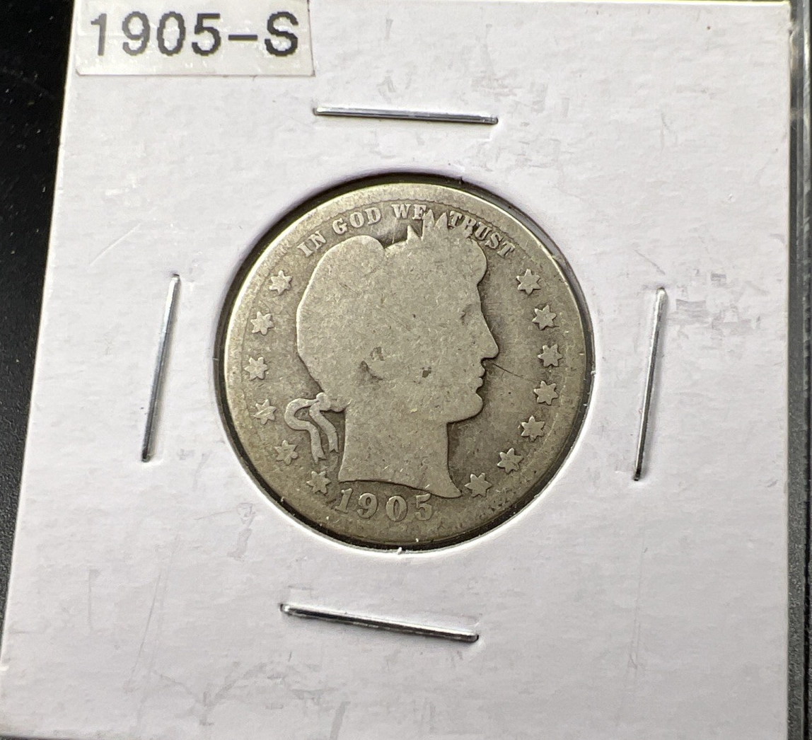 1905 S 25c Barber Silver Quarter Coin AG Circulated SKU#A