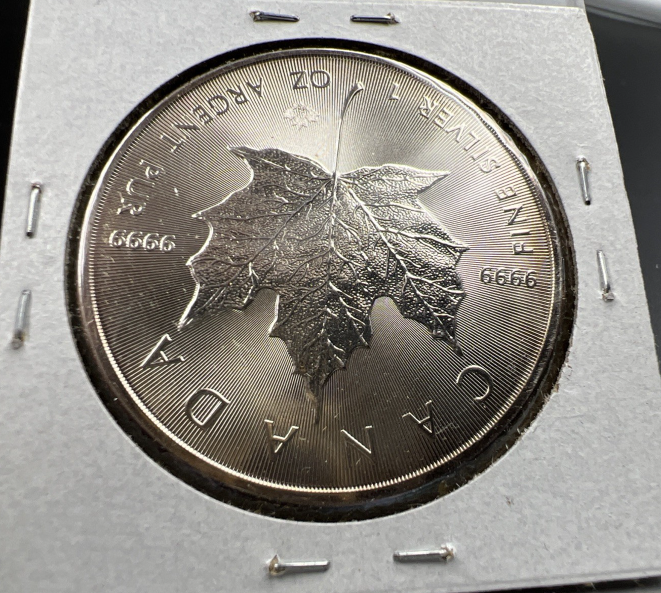 2022 Canada 1 Oz Silver Maple Leaf Neat Blue Toning Toner OBV GEM BU