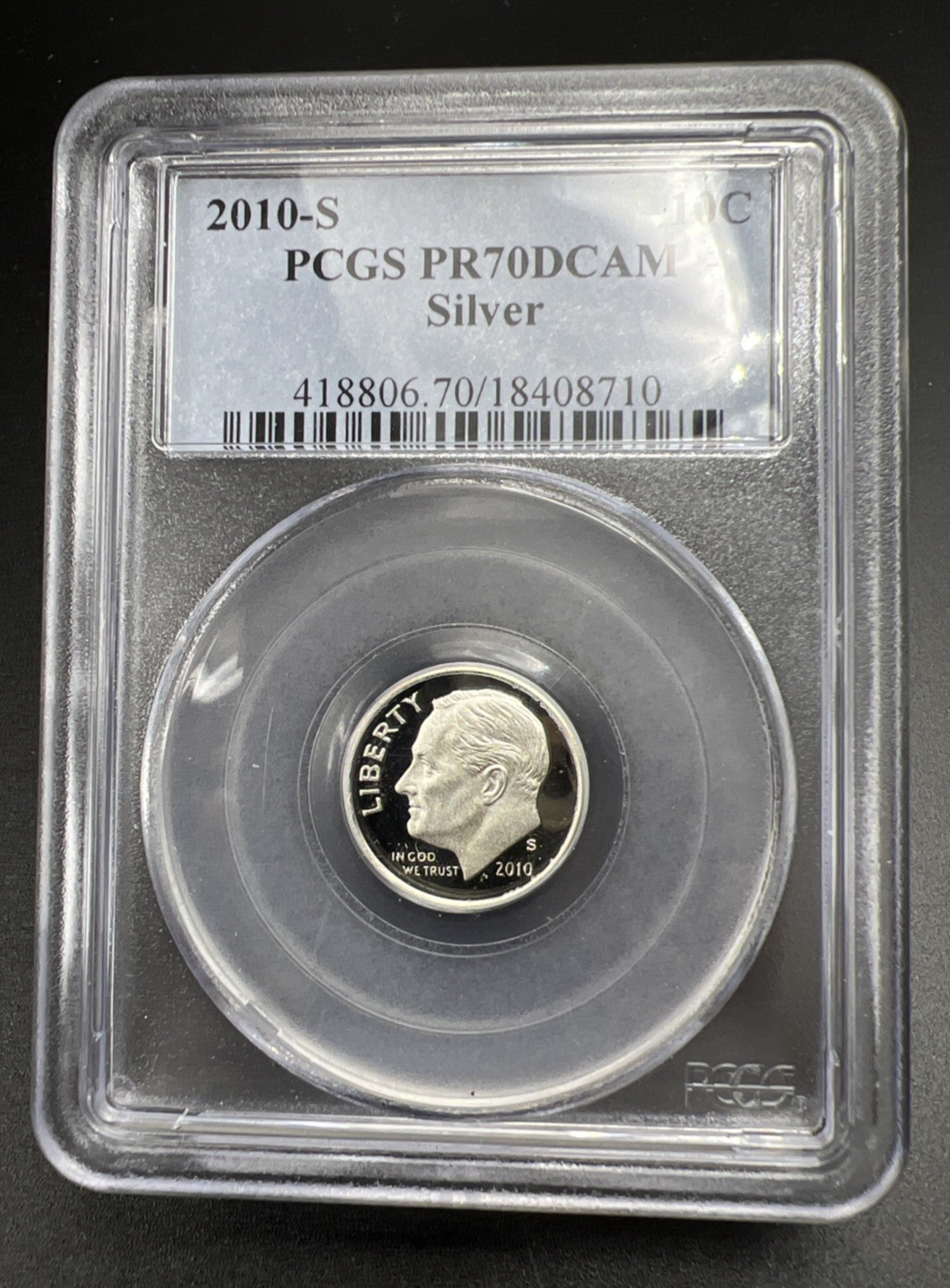2010 S 10c Roosevelt Silver Proof Dime Coin PR70 DCAM #710 PCGS