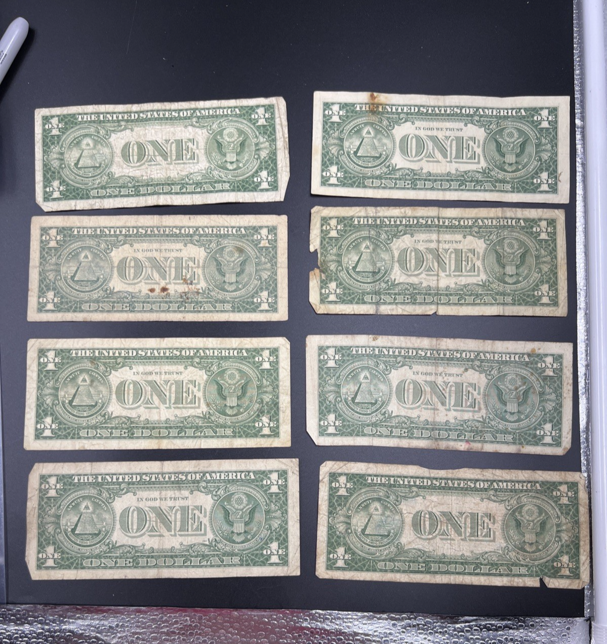 Lot of 8 VERY CIRC 1957 1935 $1 Dollar Silver Certificate Blue Seal Notes #42