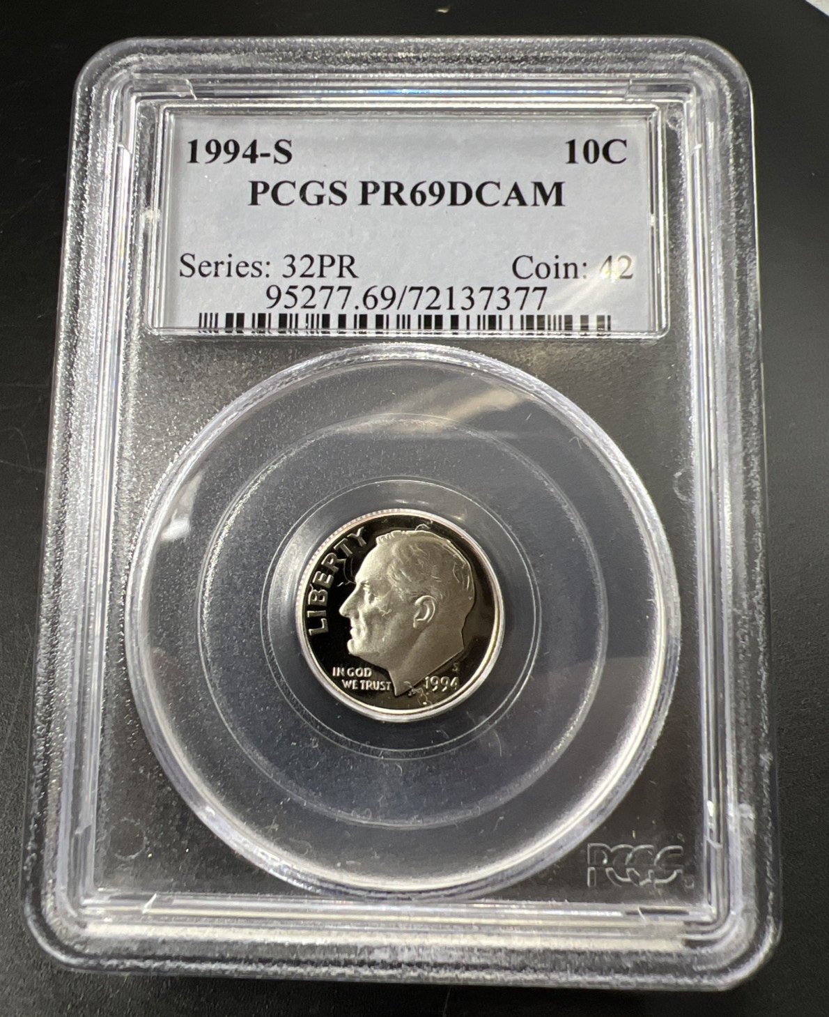 1994 S 10c Roosevelt Dime Coin PCGS PR69 DCAM #77