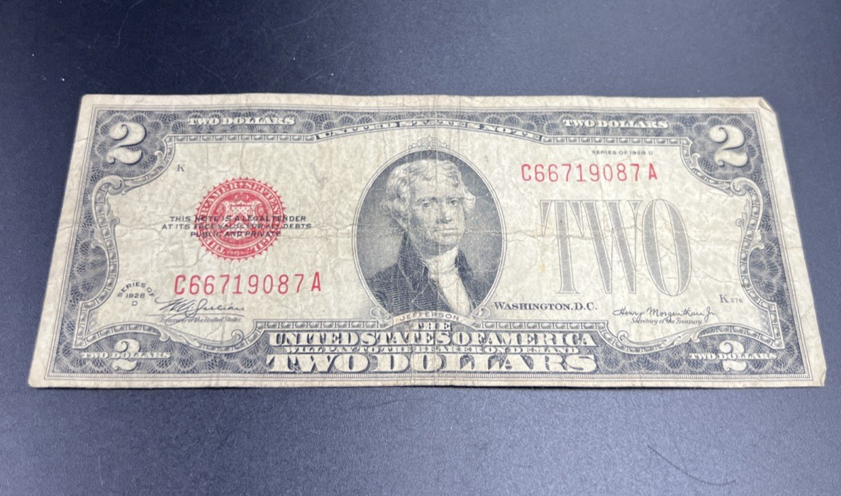 1928 G $2 Two Dollar USN Red Seal G / VG Circ #087